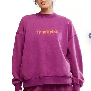 FP Movement All Star Crewneck Sweatshirt in Deep Mulberry Orange logo Size M